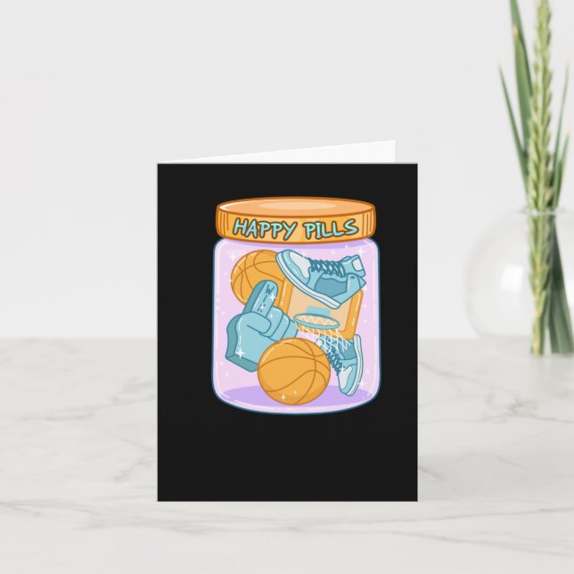 Basketball Happy Pills Sticker  Card (Front)