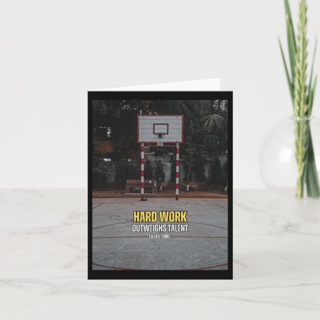 Basketball Hard Work Motivation Quote  Card (Front)