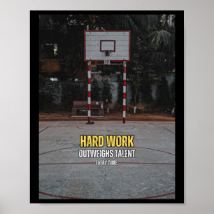 Basketball Hard Work Motivation Quote  Poster