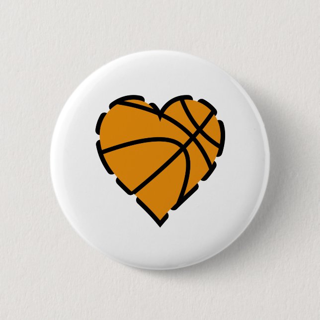 basketball heart 6 cm round badge (Front)