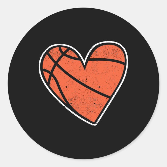 Basketball Heart Basket Ball Player Coach Fan Coup Classic Round Sticker (Front)