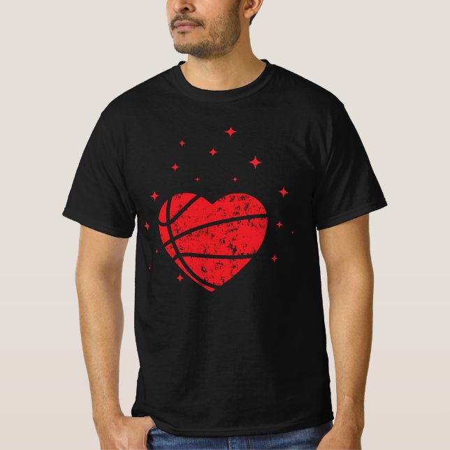 Basketball Heart Funny Gift for Valentine's Day T-Shirt (Front)