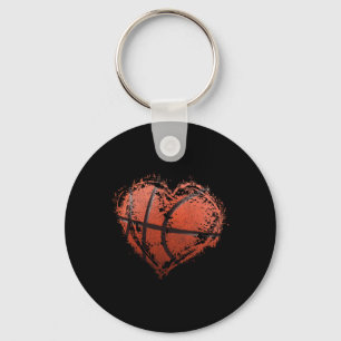Basketball Heart Happy Valentine's Day Basketball  Key Ring