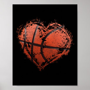 Basketball Heart Happy Valentine's Day Basketball  Poster
