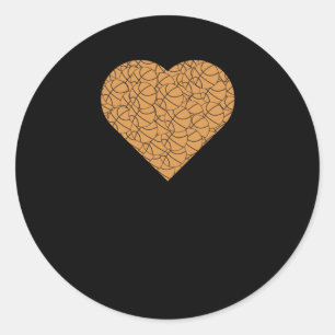 Basketball Heart Love Design Classic Round Sticker