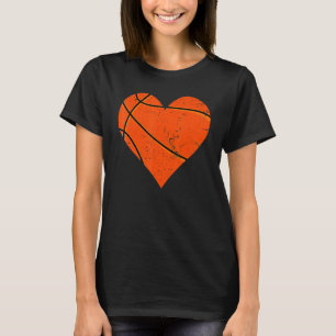 Basketball Heart Love Sport Player Coach Kids Vale T-Shirt