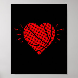 Basketball Heart Love Valentines Day Sports Player Poster