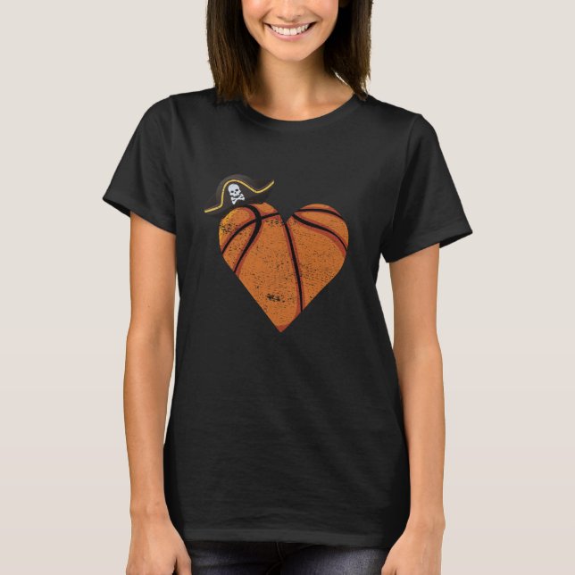 Basketball Heart Pirate T-Shirt (Front)