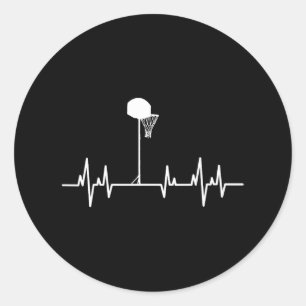 Basketball Heartbeat 1 Classic Round Sticker