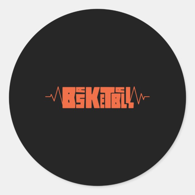 Basketball Heartbeat (2)  Classic Round Sticker (Front)