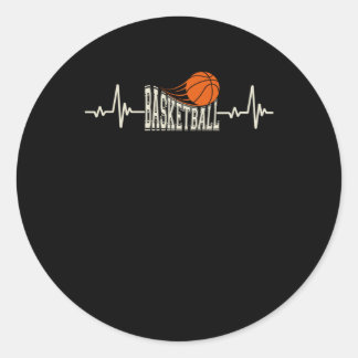 Basketball Heartbeat 3  Classic Round Sticker