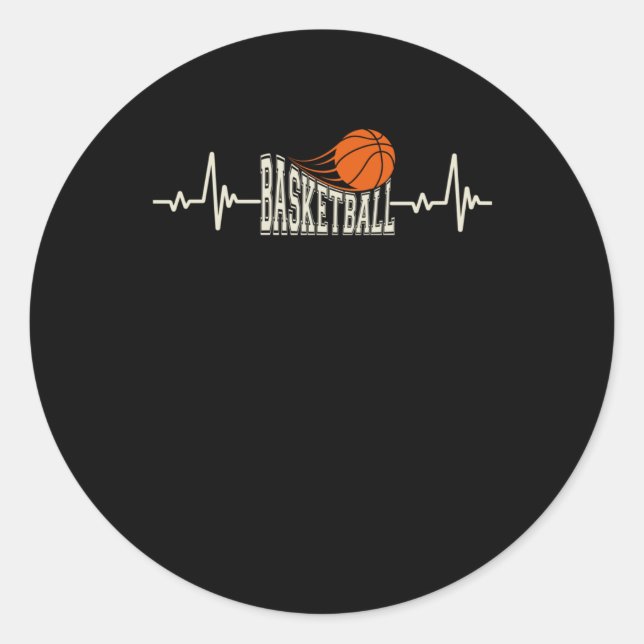 Basketball Heartbeat 3  Classic Round Sticker (Front)