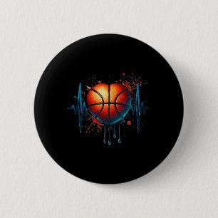 Basketball Heartbeat 8  6 Cm Round Badge
