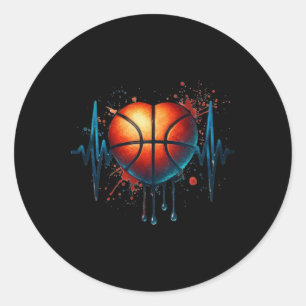 Basketball Heartbeat 8 Classic Round Sticker