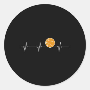 Basketball Heartbeat - Ball Ecg Pulse For Fans And Classic Round Sticker