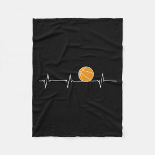Basketball Heartbeat - Ball Ecg Pulse For Fans Fleece Blanket