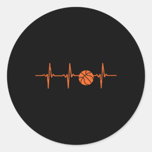 Basketball Heartbeat Coach Player Team Baller Men Classic Round Sticker