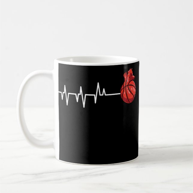 Basketball Heartbeat  Coffee Mug (Left)