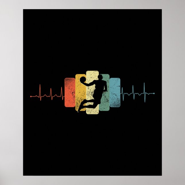Basketball Heartbeat Dunk Layers Ekg Poster (Front)