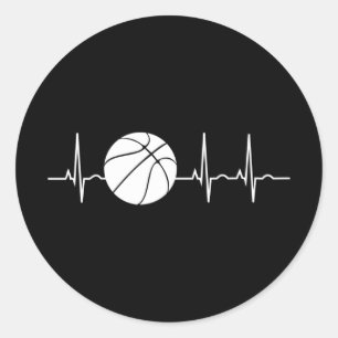 Basketball Heartbeat Ekg Basketball Coach Classic Round Sticker