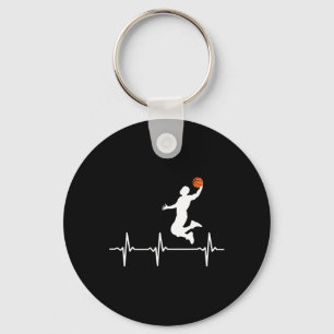 Basketball Heartbeat for Men and Boys Key Ring