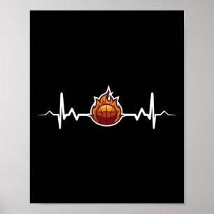 Basketball Heartbeat Gift Idea Poster