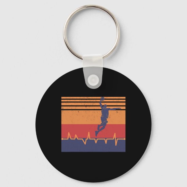 Basketball Heartbeat  Key Ring (Front)