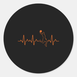 Basketball Heartbeat Player BBall Coach Gift For M Classic Round Sticker