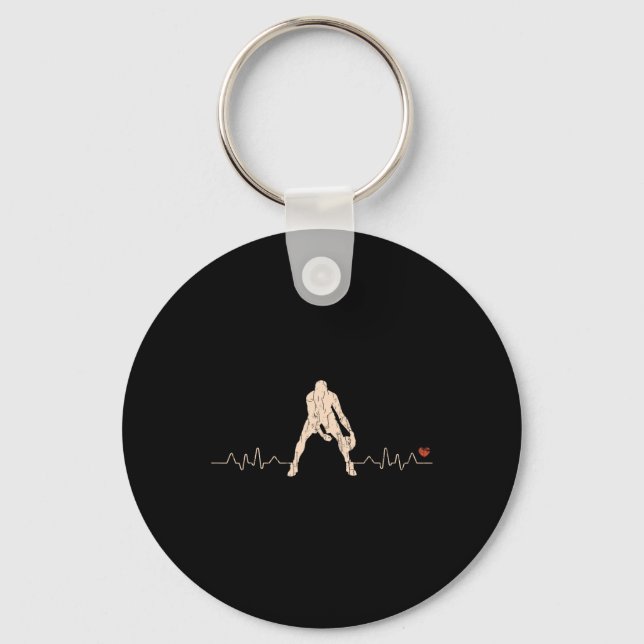 Basketball Heartbeat Player Gift 1 Key Ring (Front)