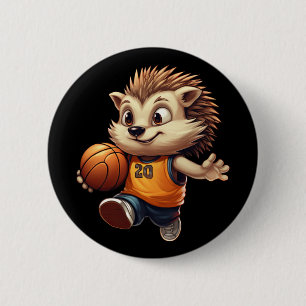 Basketball Hedgehog 1  6 Cm Round Badge