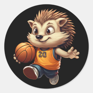 Basketball Hedgehog 1  Classic Round Sticker