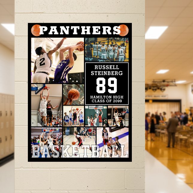 Basketball High School Senior Night Photo Collage Poster (Creator Uploaded)