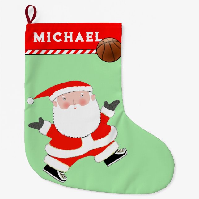 Basketball Holiday Gift Large Christmas Stocking (Front)