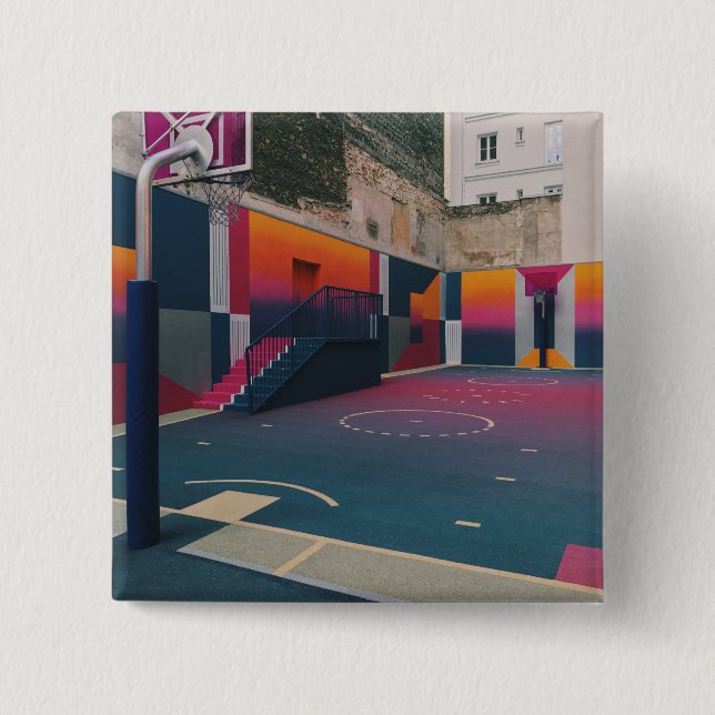 Basketball Hoop 15 Cm Square Badge (Front)