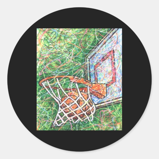 Basketball Hoop And Net  Classic Round Sticker (Front)