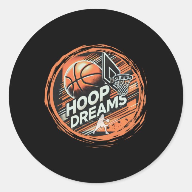 Basketball Hoop Dreams Active  Classic Round Sticker (Front)
