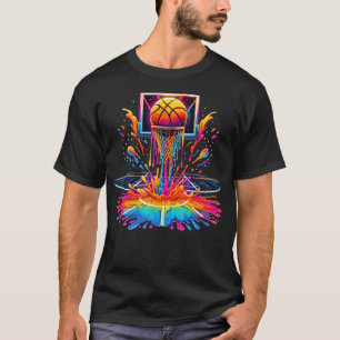 Basketball Hoop Dripping Colorful Splash T-Shirt