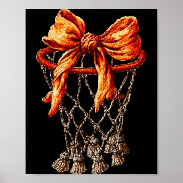 Basketball Hoop Net Coquette Bow Basketball Player Poster (Front)