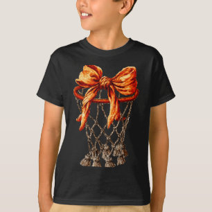 Basketball Hoop Net Coquette Bow Basketball Player T-Shirt