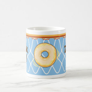 Basketball Hoop Net_on blue_Donut Dunk It! Coffee Mug