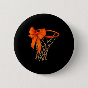 Basketball Hoop With Bow Cute Basketball Aesthetic 6 Cm Round Badge