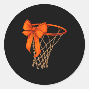 Basketball Hoop With Bow Cute Basketball Aesthetic Classic Round Sticker