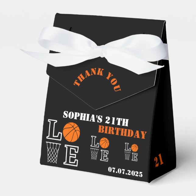 Basketball Hoops, Basketball Player Birthday Gift Favour Box (Front Side)