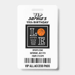 Basketball Hoops, Basketball Player Birthday ID Badge