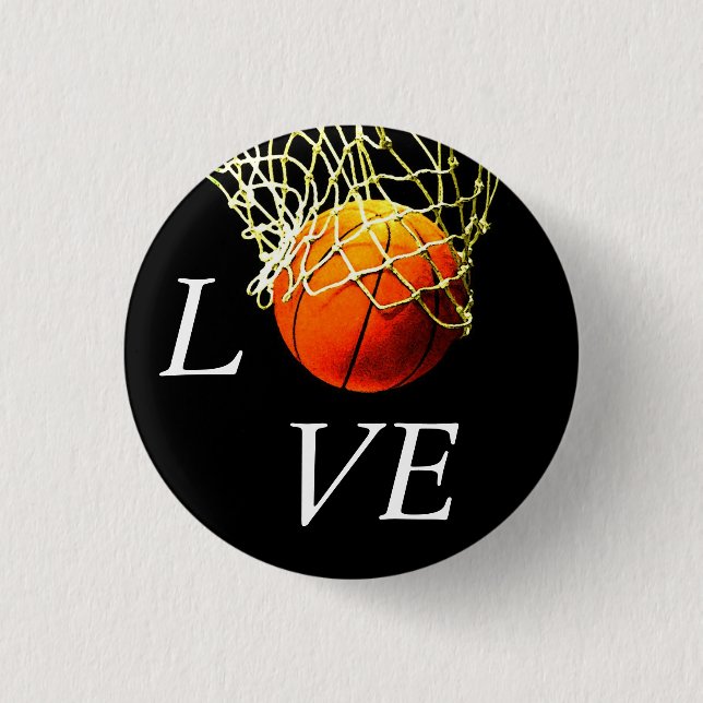 Basketball I Love 3 Cm Round Badge (Front)