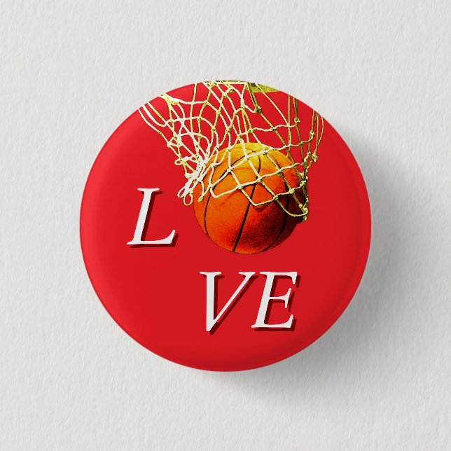 Basketball I Love 3 Cm Round Badge (Front)