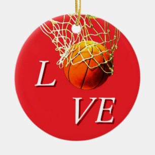 Basketball I Love Ceramic Tree Decoration