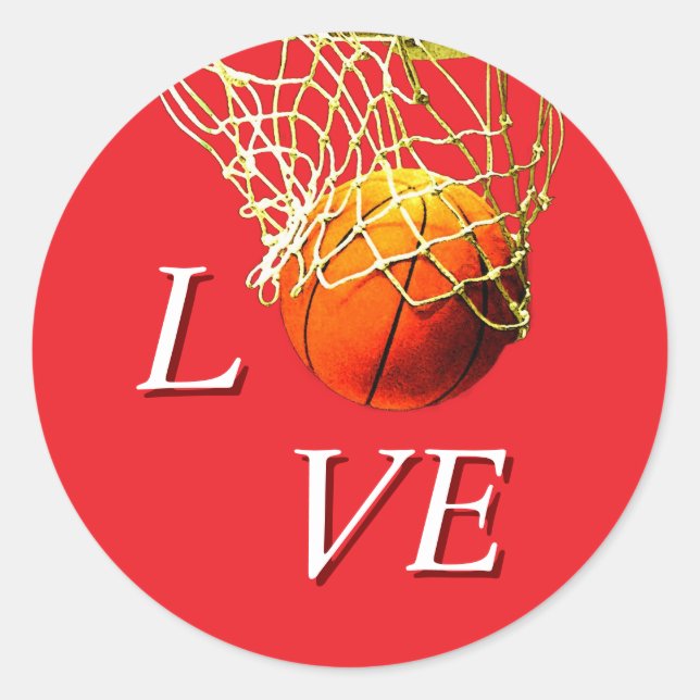 Basketball I Love Classic Round Sticker (Front)