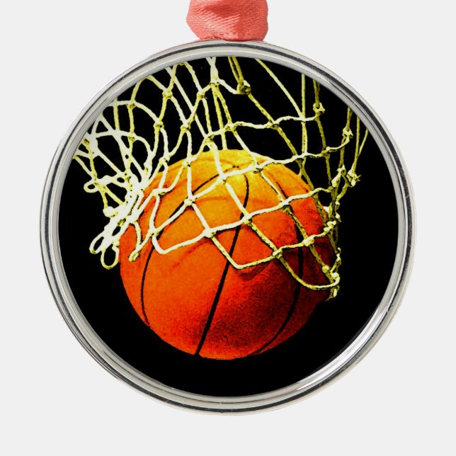Basketball I Love Metal Tree Decoration (Front)