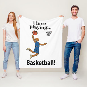 Basketball I Love Playing Basketball Fleece Blanket